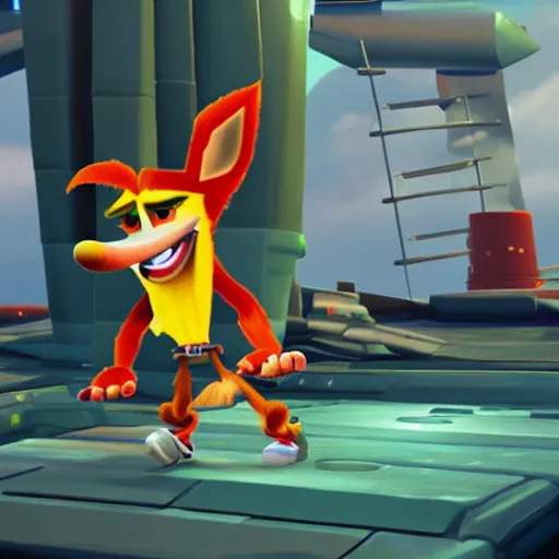 Image similar to crash bandicoot as a starfleet officer, wide shot