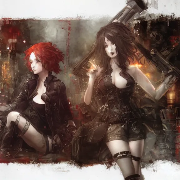 Image similar to christina hendricks!!! goth, tankoban, 4 k, tone mapping, akihiko yoshida, james jean andrei riabovitchev marc simonetti, yoshitaka amano, long hair, curly, h. hydrochaeri