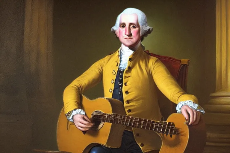 Prompt: george washington dressed as a member of mumford and sons