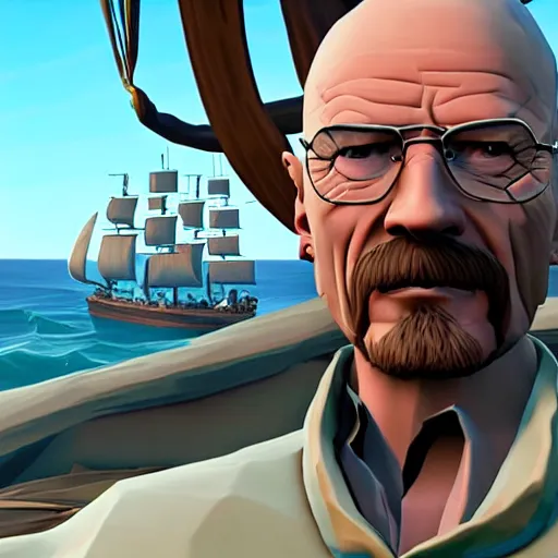 Prompt: walter white in sea of thieves, yarrr