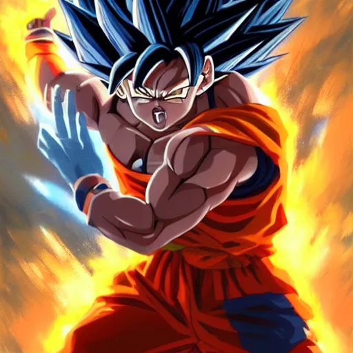 A portrait of Goku going super saiyan, Magic the | Stable Diffusion