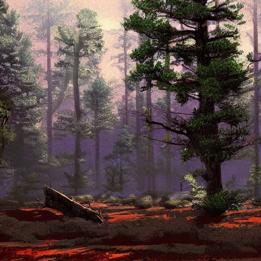 Prompt: pine barrens of old Massachusetts, digital art, artstation, Darrel K Sweet, Glen Chadbourne