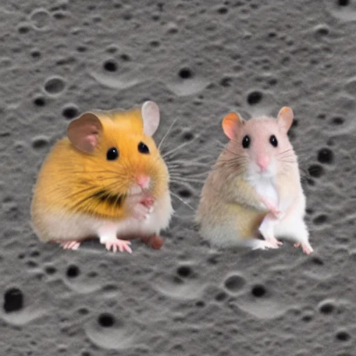 Prompt: hamsters on the moon