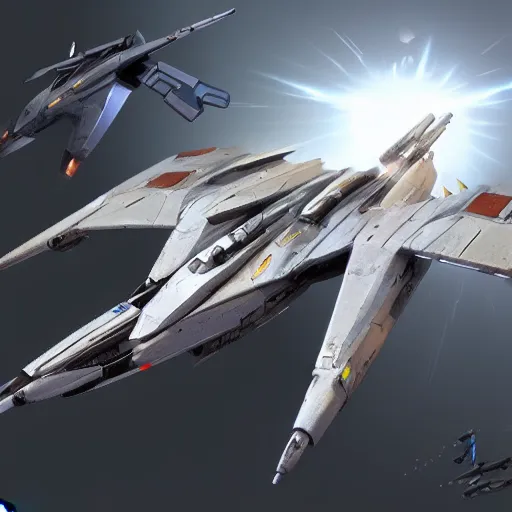 Prompt: Hiigaran interceptor fighter, Artstation, Homeworld 3 concept art, Award Winning Masterpiece, Very Detailed, Complex, Space, Homeworld, Digital Art