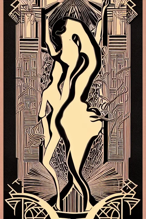 Image similar to Alternative reality in the style of Art Deco and Nouveau