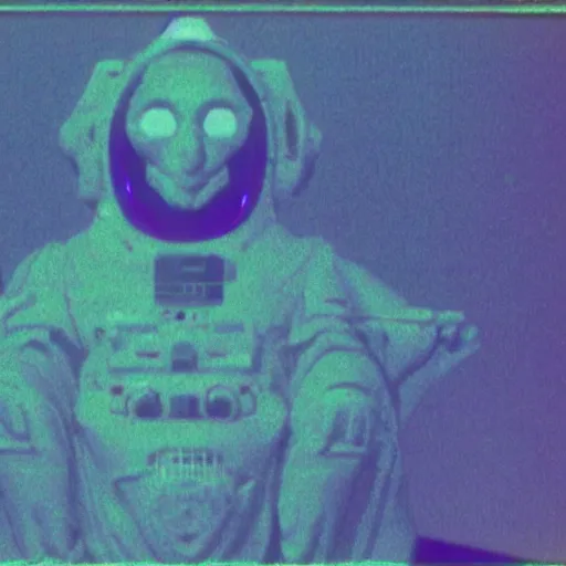 Prompt: moloch posing in vaporwave style, nasa footage