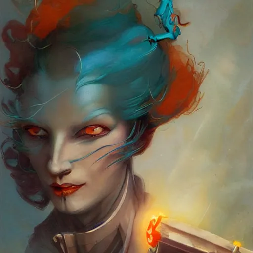 Image similar to beautiful fantasy character portrait of a hero in the 1 9 2 0 s, wearing 1 9 2 0 s cloth hair, coloured in teal and orange, muted colours, by peter mohrbacher, hajime sorayama, wayne barlowe, boris vallejo, aaron horkey, gaston bussiere, craig mullins