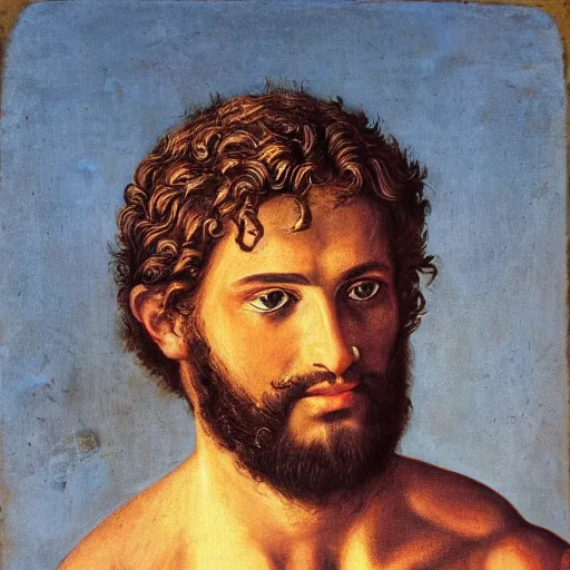 Image similar to bosski roman as greek god portrait