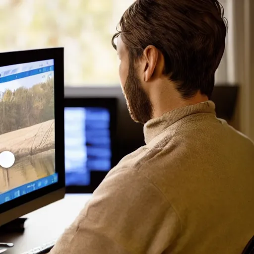 Prompt: a man sitting in front of a computer using discord generating images of ducks