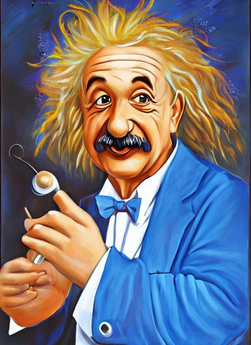 Prompt: portrait of albert einstein dressed as a disney genie, by julie bell