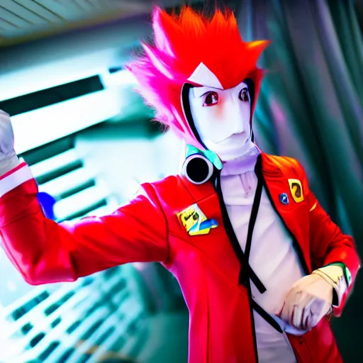 Prompt: man dresses up as space dandy and goes too an anime convention, realistic, hdr, clear image, hdd, rtx on, dynamic lighting,