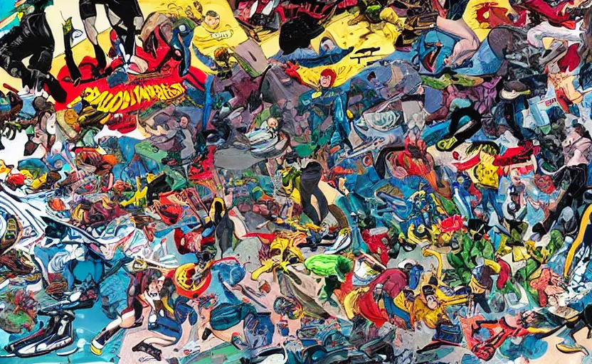 Image similar to sneakers, comic book art, detailed