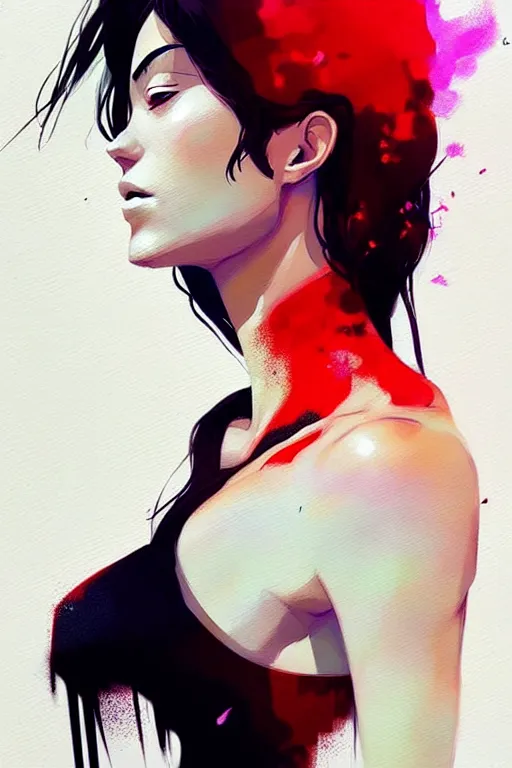 Prompt: a ultradetailed beautiful painting of a stylish woman with a white tank top, by conrad roset, greg rutkowski and makoto shinkai trending on artstation