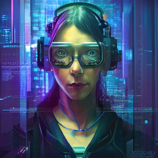 Prompt: portrait of cyberpunk woman looking out of a window, cyberpunk setting, futuristic, highly detailed, intricate lighting, digital painting, sharp focus, illustration, trending on artstation, art by ross tran.