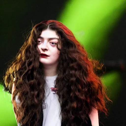 Prompt: lorde performing at the superbowl in 4 k,