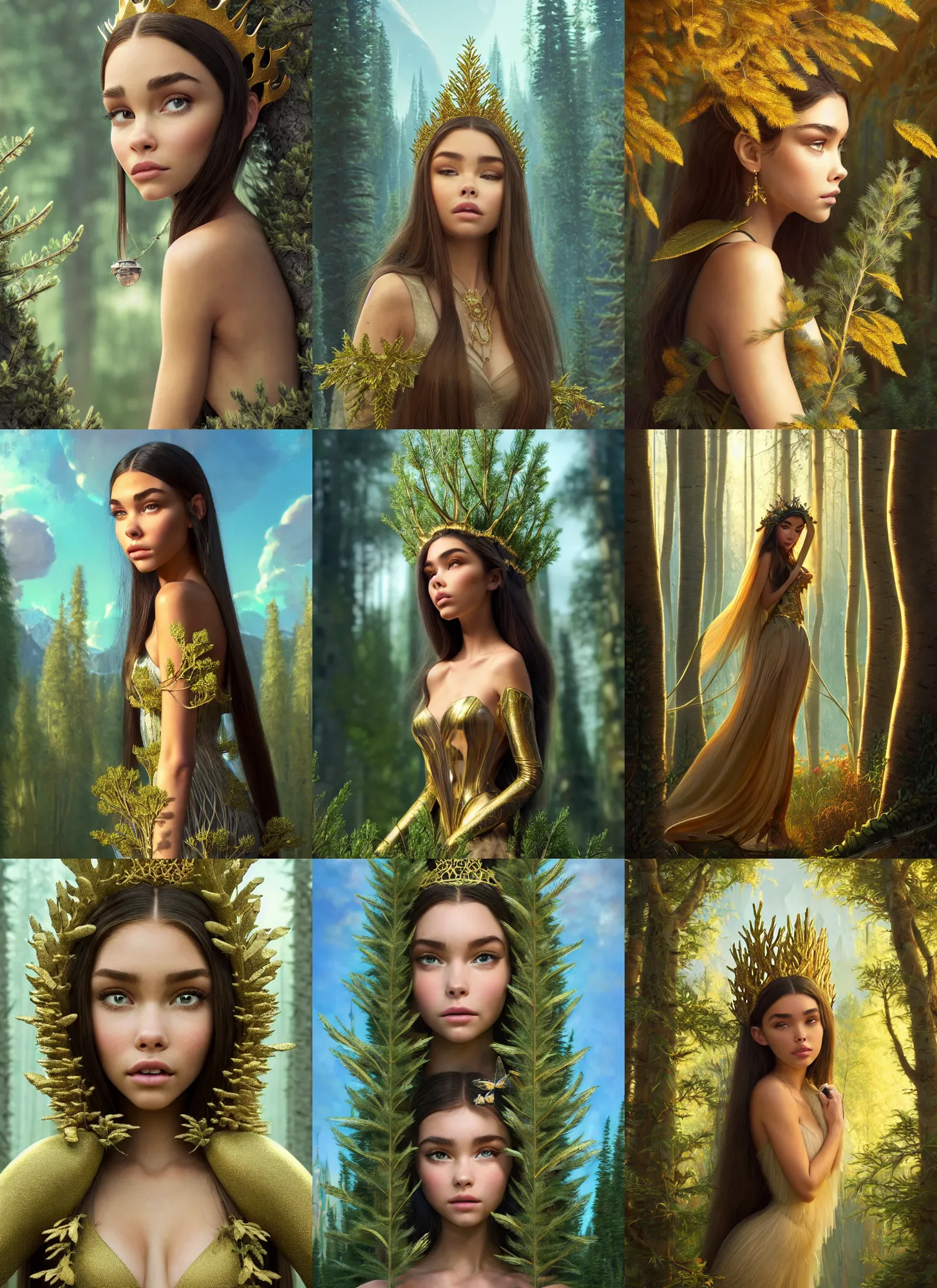 Prompt: madison beer as aspen tree queen | jewelry | glamorous oily soft polished rich alluring ornate modern | weta disney pixar movie still photo | hi - fructose, sci fi fantasy, golden ratio, smooth, octane render, sharp focus, artstation, concept art | beeple, rhads, rutkowski, artgerm, mucha, wlop, loish |