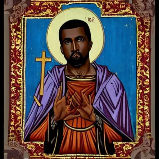 Prompt: saint kanye west byzantine roman vatican art