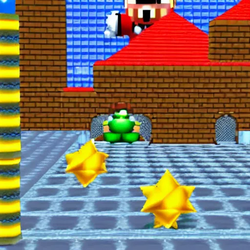 Prompt: screenshot from super mario 64