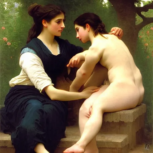 Prompt: Painting. The Hard Lesson. Art by william adolphe bouguereau. Extremely detailed. 4K.