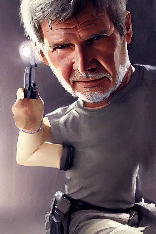 Prompt: Harrison Ford as a baby, ilya kuvshinov, cgsociety