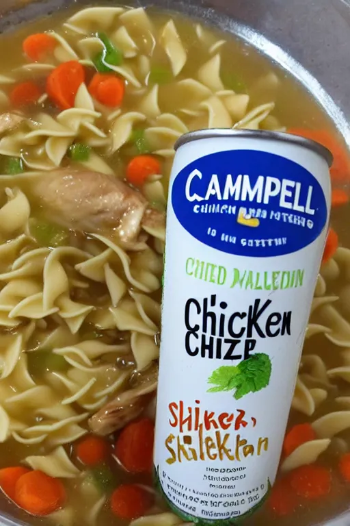 Image similar to campbell's chicken noodle hard seltzer.