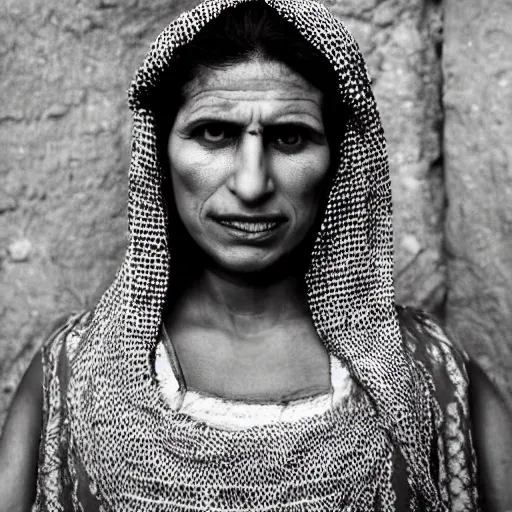 Image similar to intense portrait of 35 year old middle eastern skinned woman in ancient Canaanite clothing