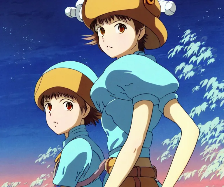 Prompt: anime art full body portrait character nausicaa by hayao miyazaki concept art, anime key visual of elegant young female, short brown hair and large eyes, finely detailed perfect face delicate features directed gaze, valley of the wind and mountains background, trending on pixiv fanbox, studio ghibli, extremely high quality artwork by kushart krenz cute sparkling eyes scenery