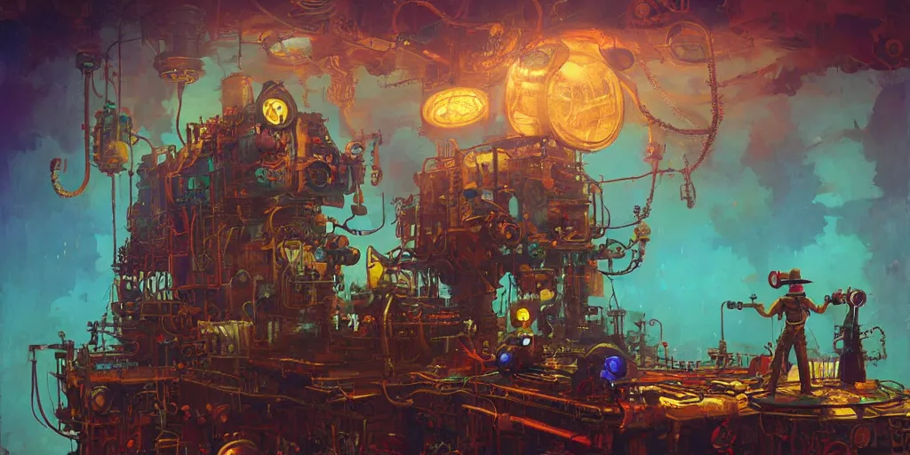 Image similar to A rat engineer with steampunk goggles is building a steam machine, art by PAUL LEHR