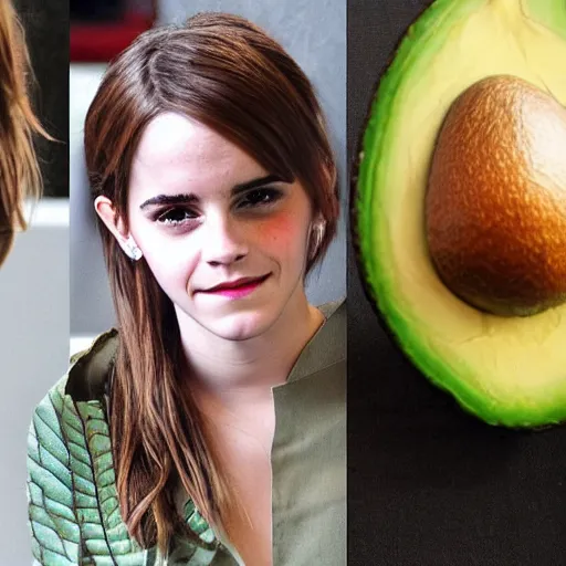 Image similar to emma watson in an avocado costume