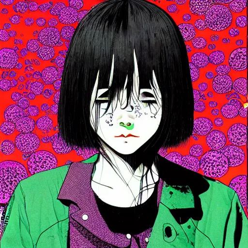 Prompt: a portrait of a girl by inio asano, beeple and james jean, hiroyuki takahashi color scheme, horror