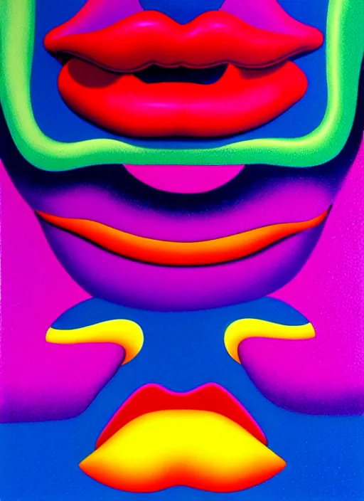 Prompt: lips by shusei nagaoka, kaws, david rudnick, airbrush on canvas, pastell colours, cell shaded!!!, 8 k