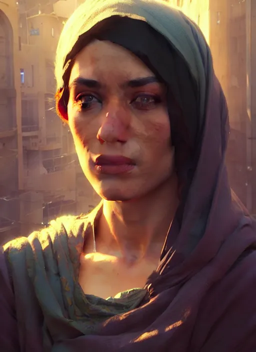 Image similar to highly detailed portrait of iranian woman in gta v, stephen bliss, unreal engine, fantasy art by greg rutkowski, loish, rhads, ferdinand knab, makoto shinkai and lois van baarle, ilya kuvshinov, rossdraws, tom bagshaw, global illumination, radiant light, detailed and intricate environment