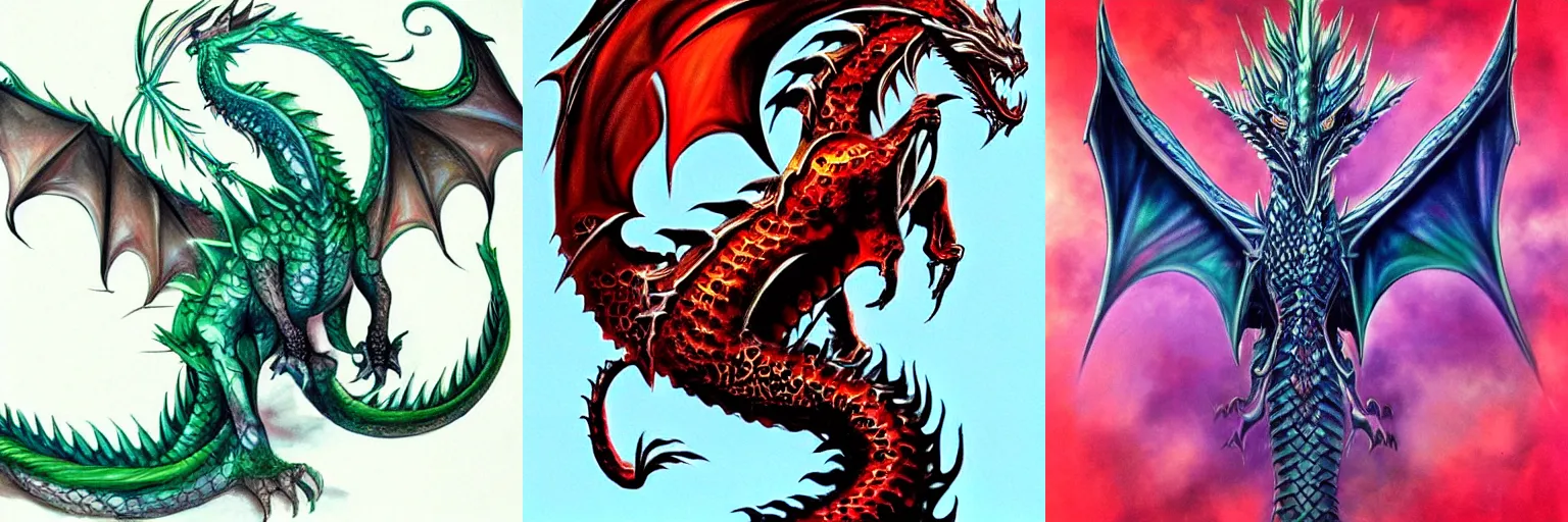 Prompt: Dragon，In the Style of Airbrushed, Painted, Sketched, Airbrush, Paint, Sketch, Symmetrical, Femanine, Healing, Imagination, Portrait