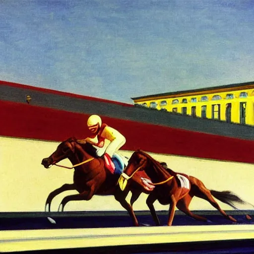 Prompt: racing photo finish by edward hopper