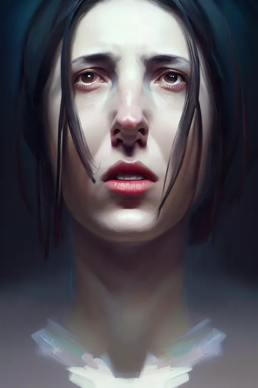 Image similar to portrait of ( ( ( ( maia sandu ) ) ) ) with a dramatic facial expression, by wlop, greg rutkowski, and peter mohrbacher, extremely detailed shading, concept art, character design, digital painting, trending on artstation, unreal engine 5, octane render, atmosphere, glow, cinematic lighting, full of color