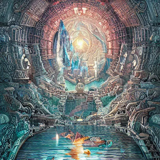 Prompt: The City of Atlantis, detailed intricate ink illustration, heavenly atmosphere, detailed illustration, digital art, overdetailed art, complementing colors, trending on artstation, Cgstudio, the most beautiful image ever created, dramatic, subtle details, illustration painting, vibrant colors, 8K, award winning artwork, high quality printing, fine art, intricate, epic lighting, very very very very beautiful scenery, 8k resolution, digital painting, sharp focus, professional art, atmospheric environment, 8k ultra hd, artstationHD, hyper detailed, elegant, cinematic, awe inspiring, beautiful, by Mandy Jurgens and Małgorzata Kmiec, Dang My Linh, Lulu Chen, Alexis Franklin, Filip Hodas, Pascal Blanché, Bastien Lecouffe Deharme, in the style of Samantha Mash