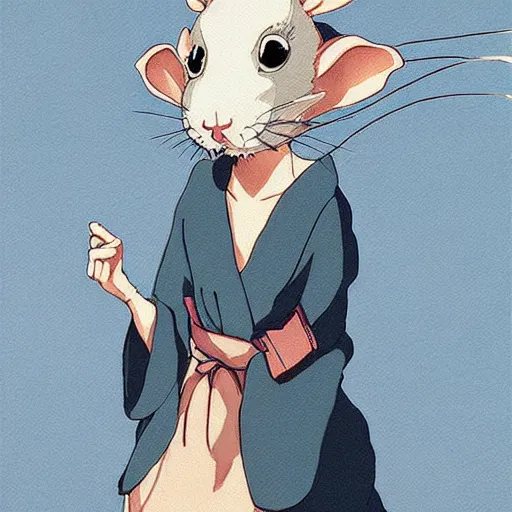 cute anime rat girl with rat ears and tail, single | Stable Diffusion