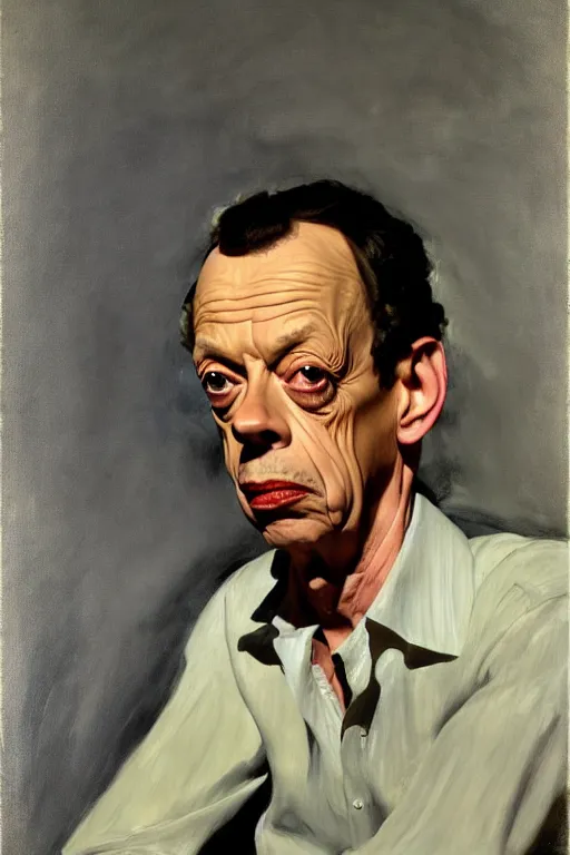 Prompt: portrait of don knotts sitting with full face full figure seductive sensual alluring attractive, in the style of expressionism, artstation, trending, andrew wyeth, jamie wyeth, john singer sargent,