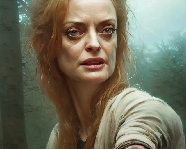 Prompt: highly detailed portrait of heather graham, in the walking dead, stephen bliss, unreal engine, fantasy art by greg rutkowski, loish, rhads, ferdinand knab, makoto shinkai and lois van baarle, ilya kuvshinov, rossdraws, tom bagshaw, global illumination, radiant light, detailed and intricate environment