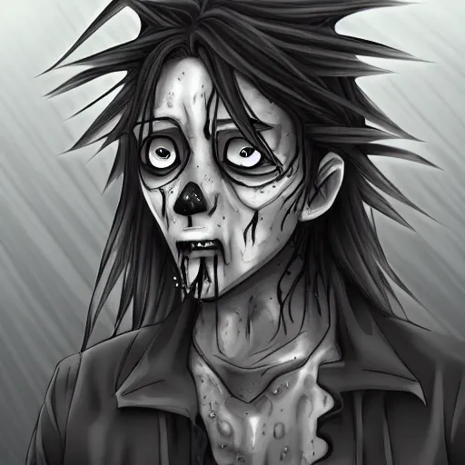 Prompt: Portrait of a zombie, manga style, ultra detailed, gray