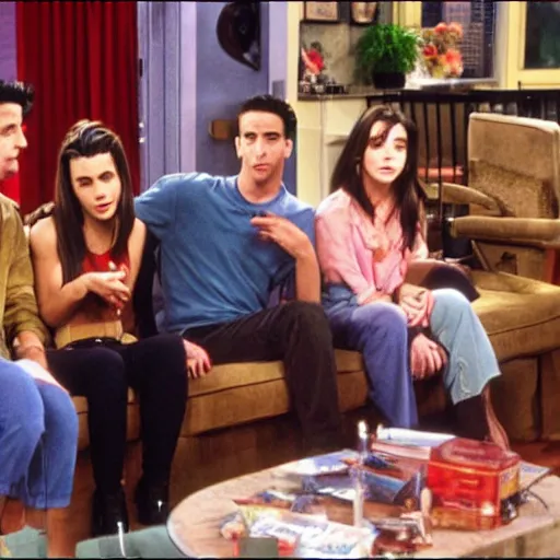 Prompt: still image from friends season 3 dua lipa apartment new york hd realistic