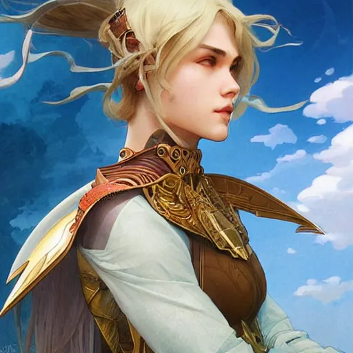 Prompt: breathtaking epic fantasy portrait of a female fighter in epic fantasy arena,, sunny weather, intricate, matte, sharp focus, illustration, art by Artgerm and Hsiao-Ron Cheng and Alphonse Mucha,, RPG portrait