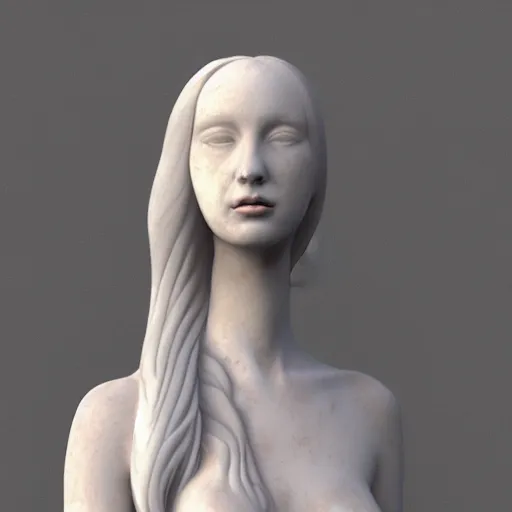 Prompt: a 3 d render of a young beautiful woman made from marble in the style of constantin brancusi : 9, wes anderson, casual clothing, modern, artgem, portrait, kawaii hair style, pastel colors, colorful, octane render, digital painting, details, unreal engine, museum piece, long hair, dynamic light,