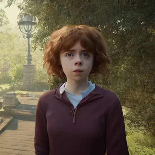 Prompt: sophia lillis as hermione granger, detailed, unreal engine 5, 8 k