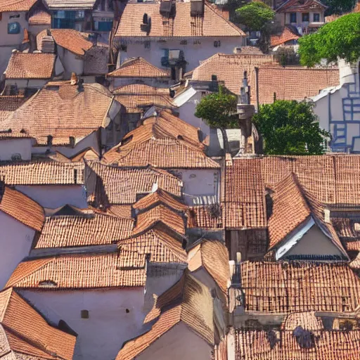 Prompt: very panoramic view of a traditional city with tiled roofs surrounded by a wooden wall, texture, intricate, details, highly detailed, masterpiece, architecture, building, trending on artstation, focus, sharp focus, concept art, digital painting, fantasy, sunny, day, midday, trending on artstation