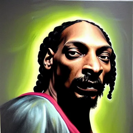 Prompt: a striking hyper real painting of Snoop doggy dog, dark, metal, occult, by Glyn Smyth