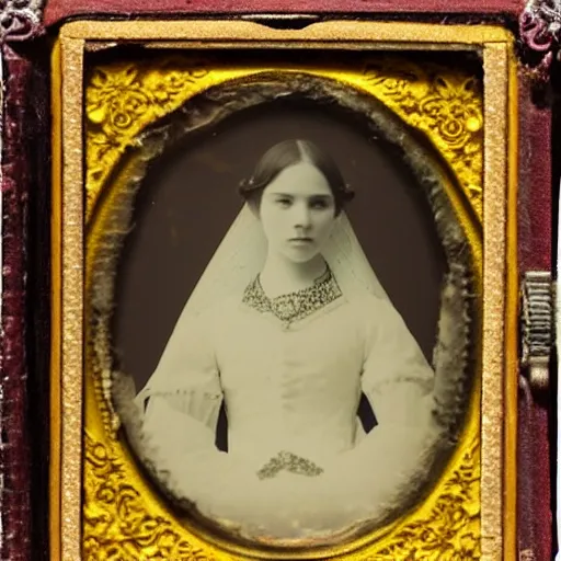 Prompt: daguerreotype ambrotype of a young courtesan very intricate, highly detailed,