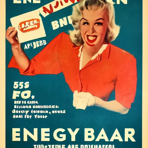 Image similar to energy bars poster, 50s style, vintage