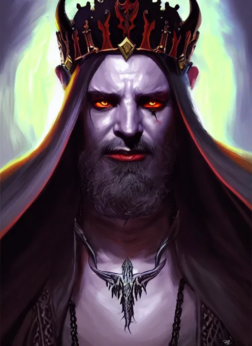 Image similar to a _ fantasy _ style _ portrait _ painting _ of king asmodeus, dnd, wicked, oil _ painting _ unreal _ 5 _ daz. _ rpg _ portrait _ extremely _ detailed _ artgerm _ greg _ rutkowski _ greg