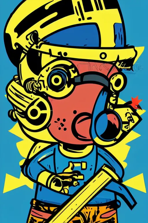 Image similar to fallout 7 6 retro futurist illustration art by butcher billy, sticker, colorful, illustration, highly detailed, simple, smooth and clean vector curves, no jagged lines, vector art, smooth andy warhol style